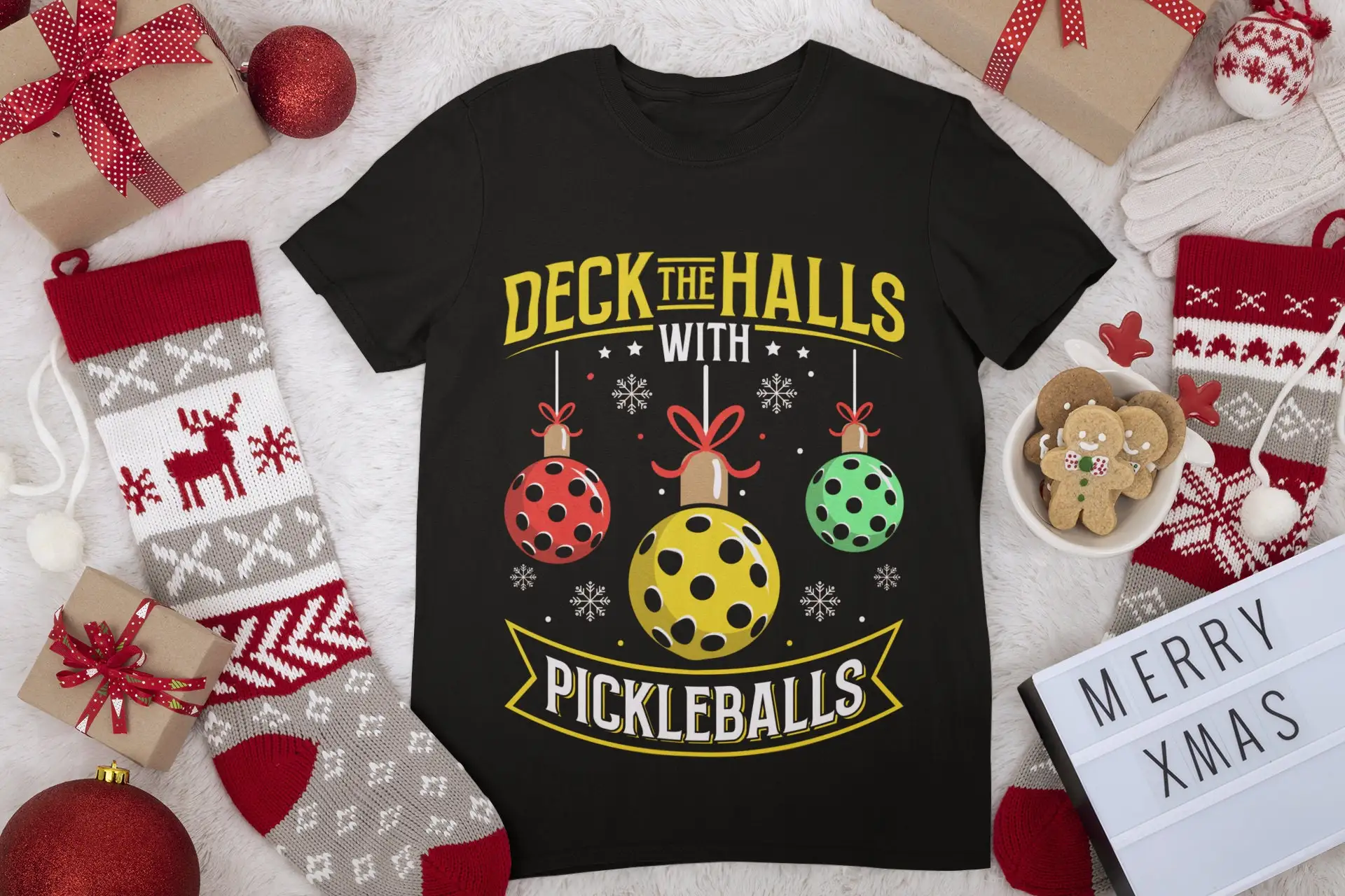 Рождественская футболка для пиклебола палуба залы весло s-образные виды спорта