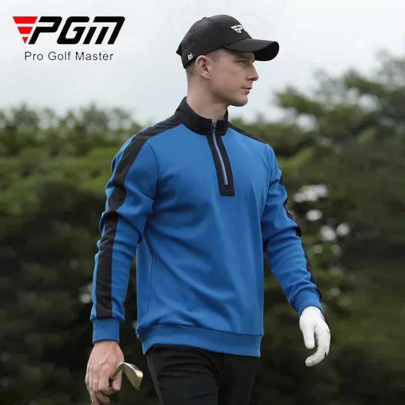 Мужская теплая флисовая футболка на молнии с воротником-стойкой и длинным