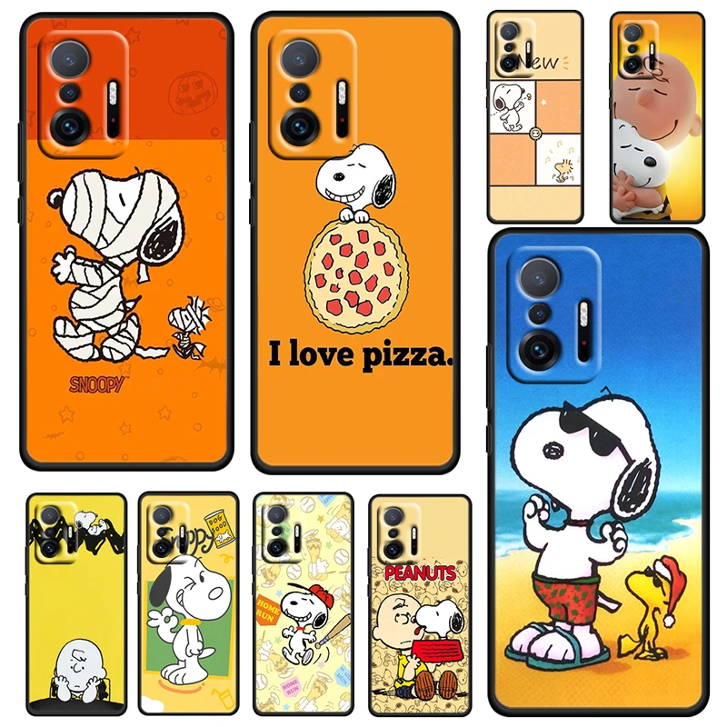 

Cute Charlie Cartoon Snoopy For Xiaomi 11 11T 10T Note 10 Mi 9T Ultra Pro Lite Soft Silicone Black Phone Case Funda Coque Capa