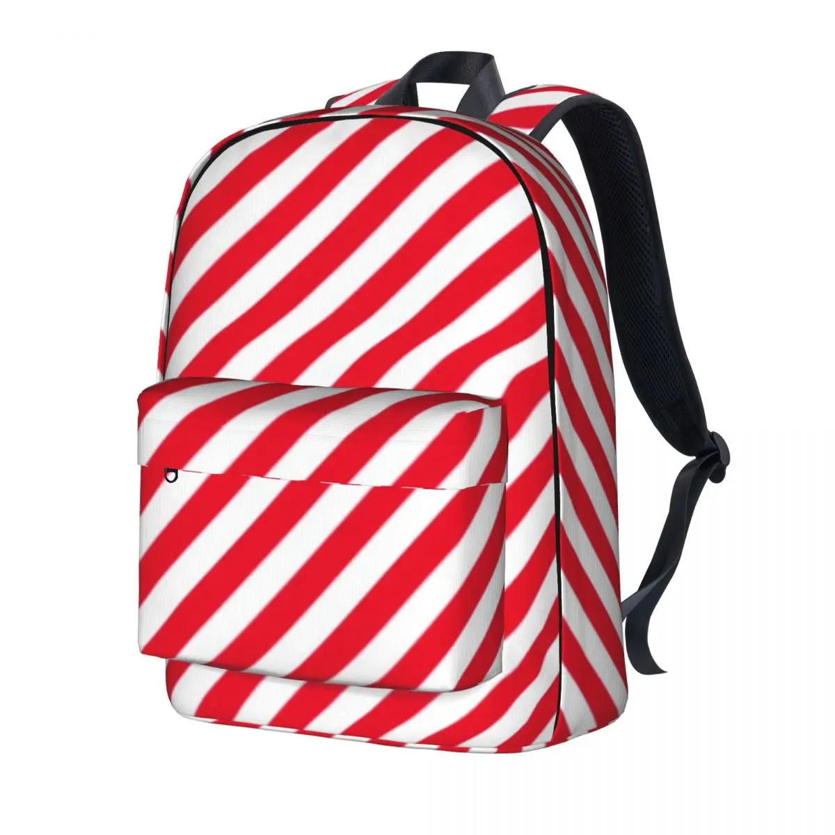 

Red White Diagonal Striped Backpack Red Stripes Christmas elf Outdoor Style Backpacks Designer Print School Bags Cute Rucksack