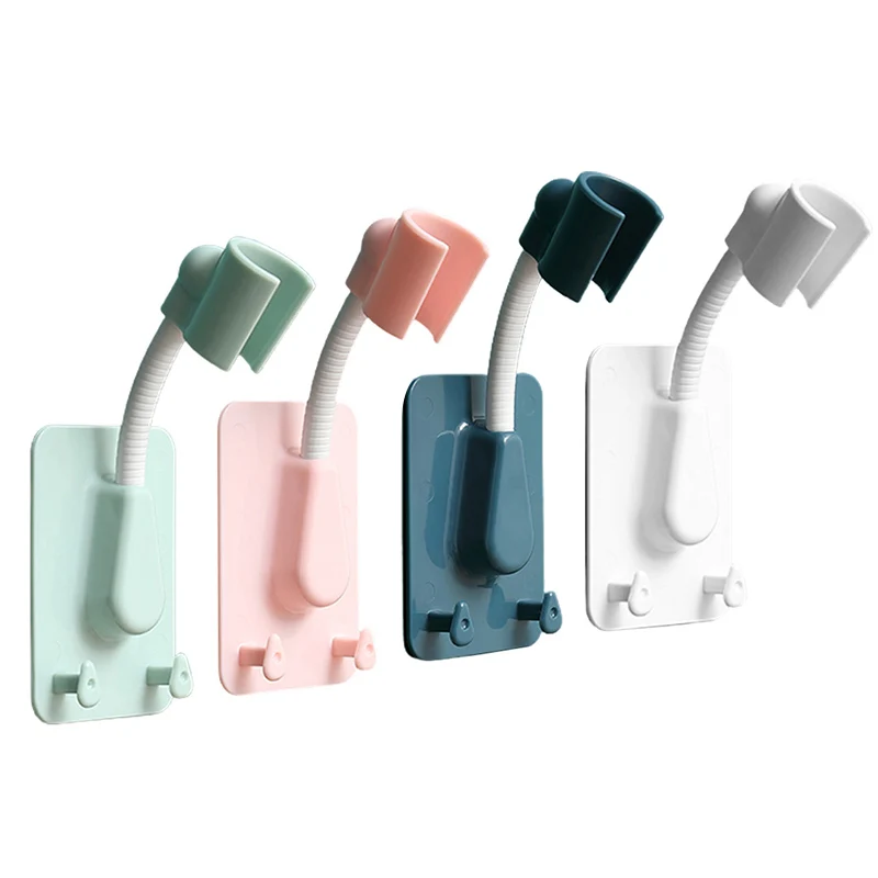 

2/4/5PCS Wall Mount Shower Head Holder Punch-free Shower Head Bracket With 2 Hooks Stand Shower Mounting Brackets