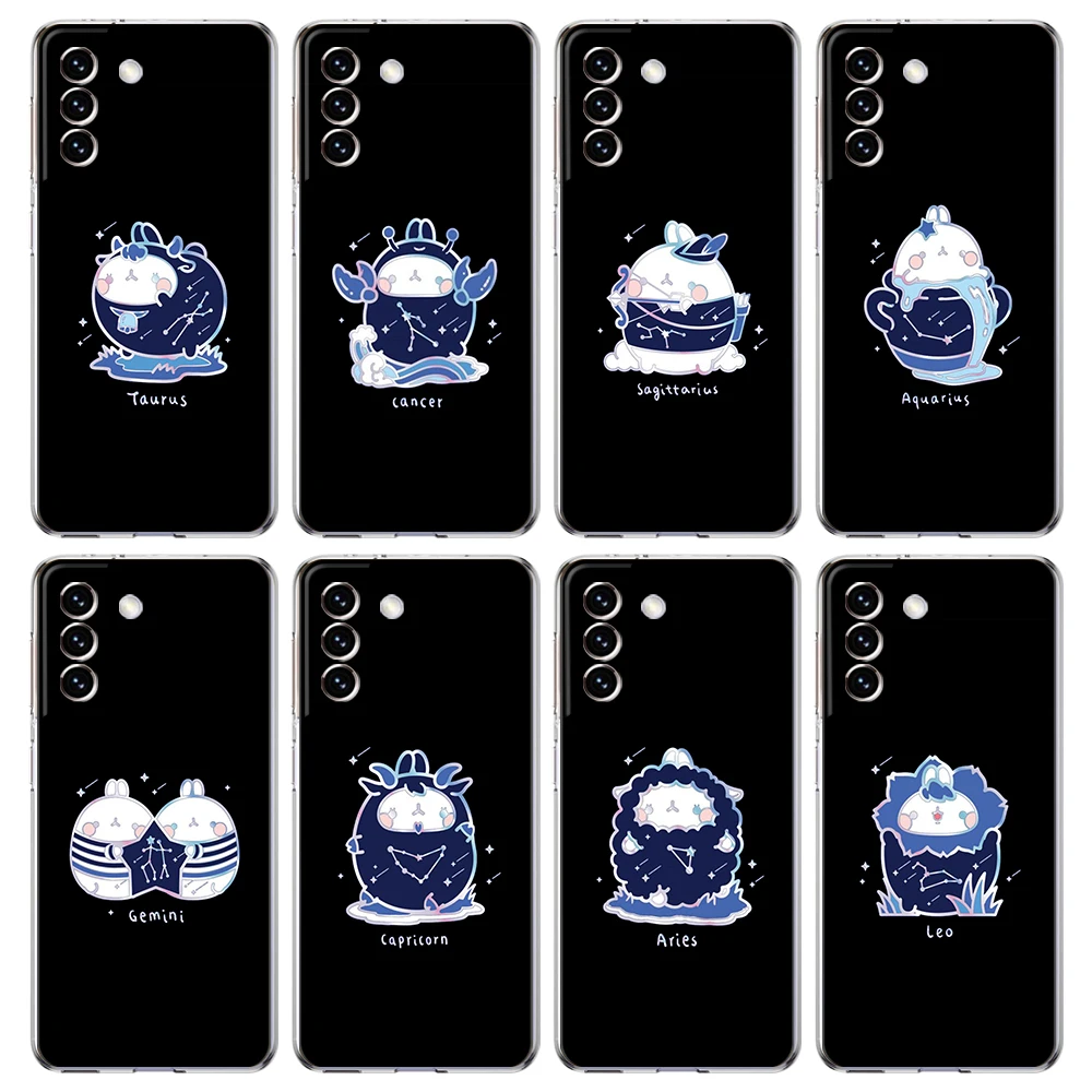 

Cute Constellation Rabbit Case for Samsung S23 S22 S21 S20 Ultra S20 FE S9 S8 M32 M31 S10 S10E Note 20 Plus 5G Transparent Shell