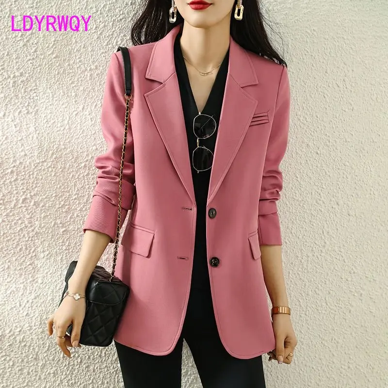 Pink suit coat Women's autumn 2023 new design casual top Spring and autumn