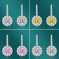 s925 silver needle moissanite stud earrings fashion colored diamond round bag factory source spot wholesale