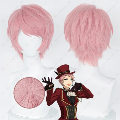 Парик для косплея ES Shu Itsuki, 30 см, розовые короткие волосы, термостойкие синтетические парики, искусственные волосы на Хэллоуин