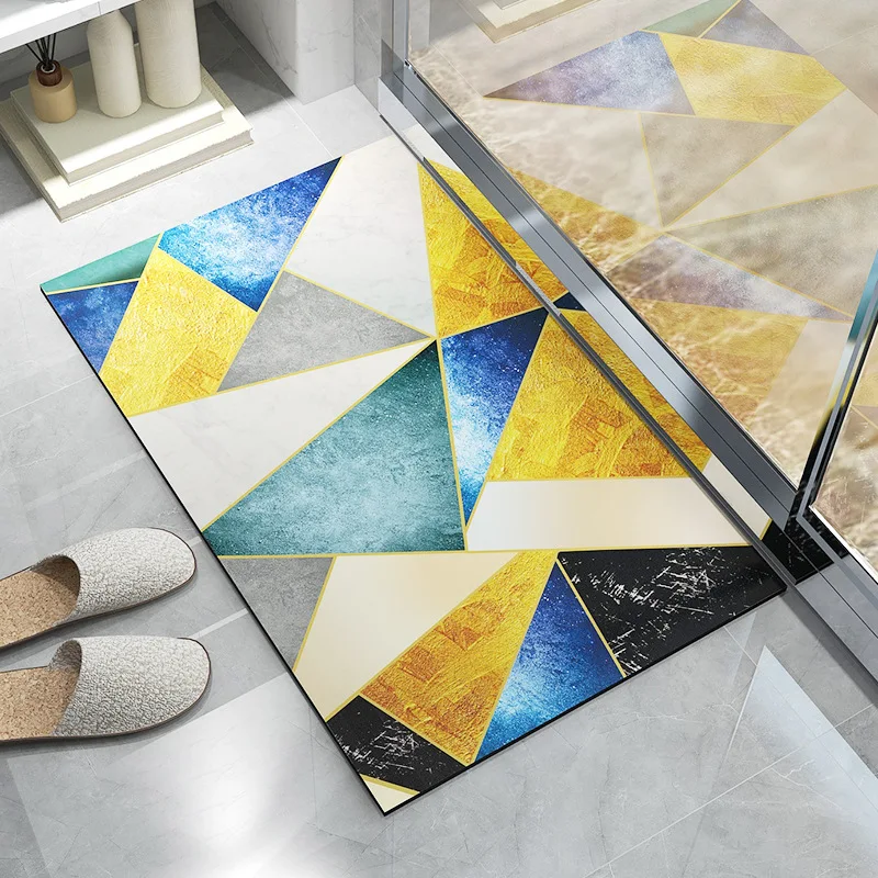 

Ковер с треугольниками коврик для ванной комнаты, кухонный коврик, Быстросохнущий абсорбирующий напольный коврик, диатомит, Противоскольз...