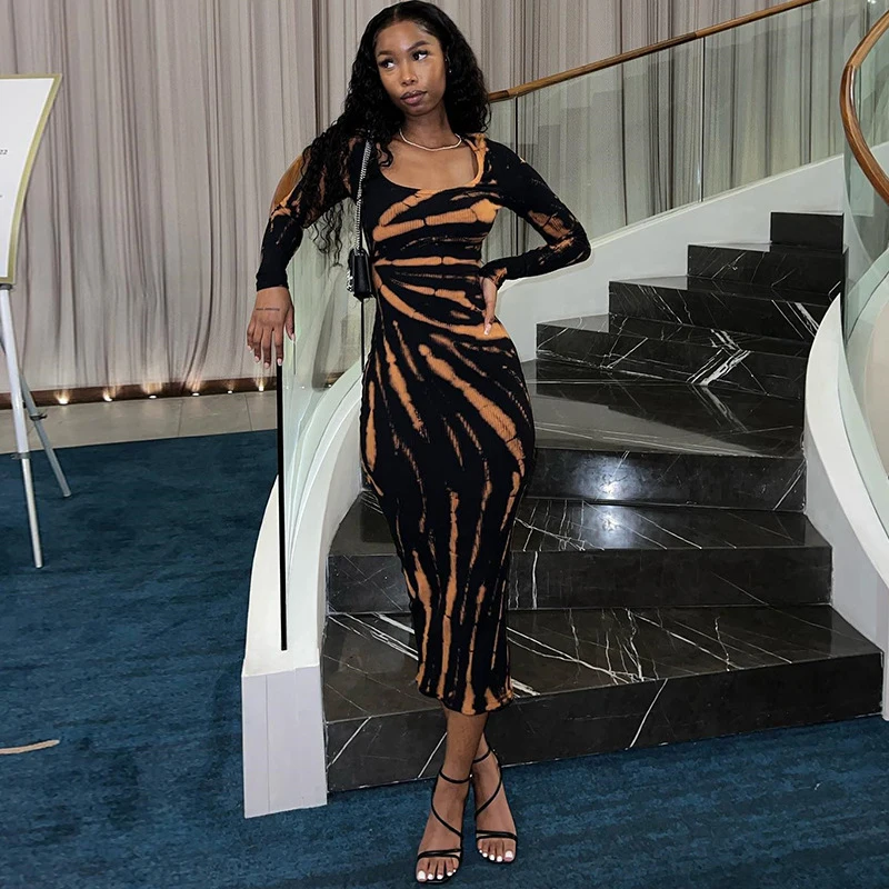 

Женское пляжное платье с завышенной талией, привлекательное облегающее платье из 2023 спандекса с длинным рукавом и принтом изгороди на лето