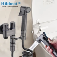 hibbent g12 wall mount toilet bidet handheld toilet sprayer one into two out water brass controller faucet bathroom accessories