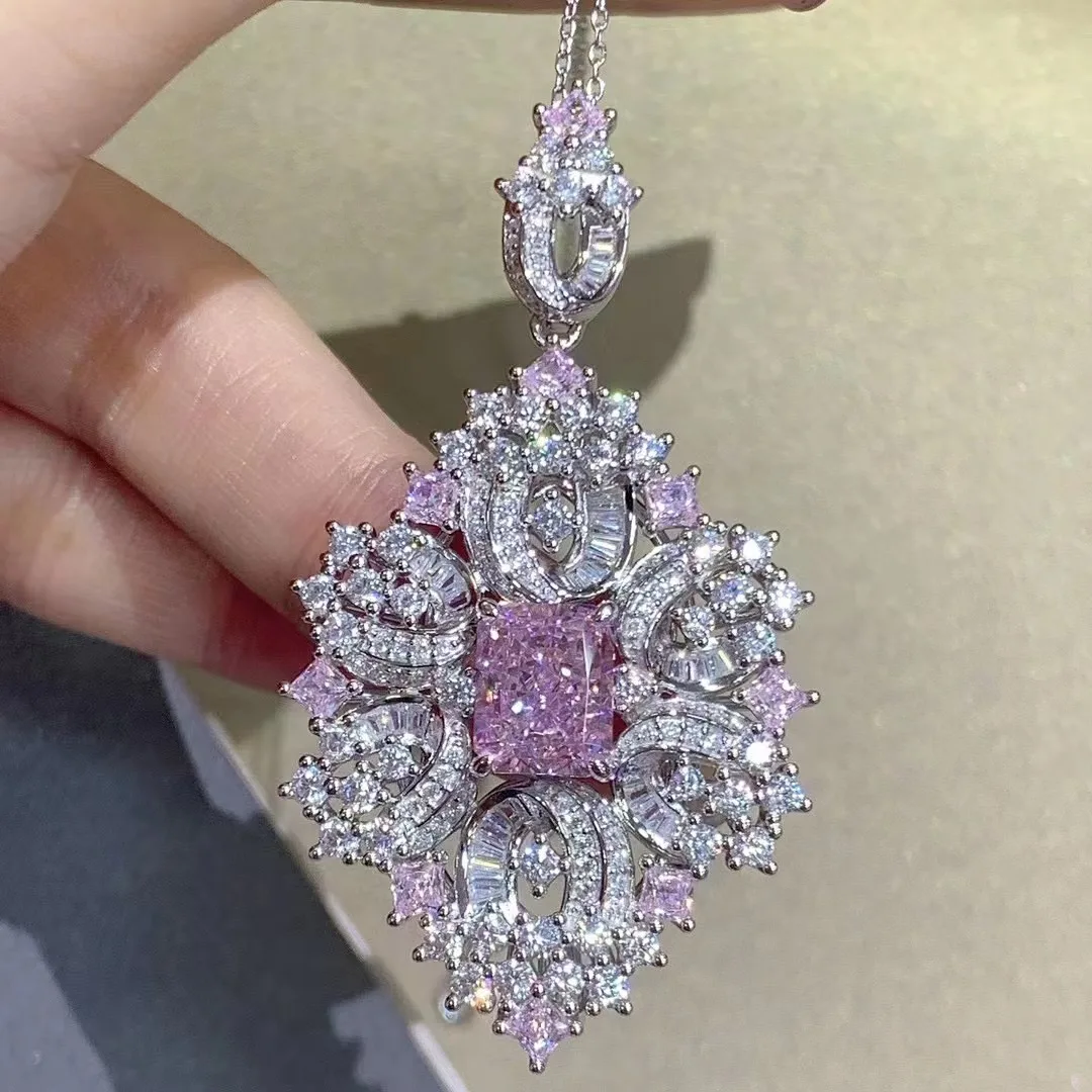 Wong Rain Роскошная 925 пробы серебряная подвеска VVS 3EX 3 CT с искусственным моиссанитом