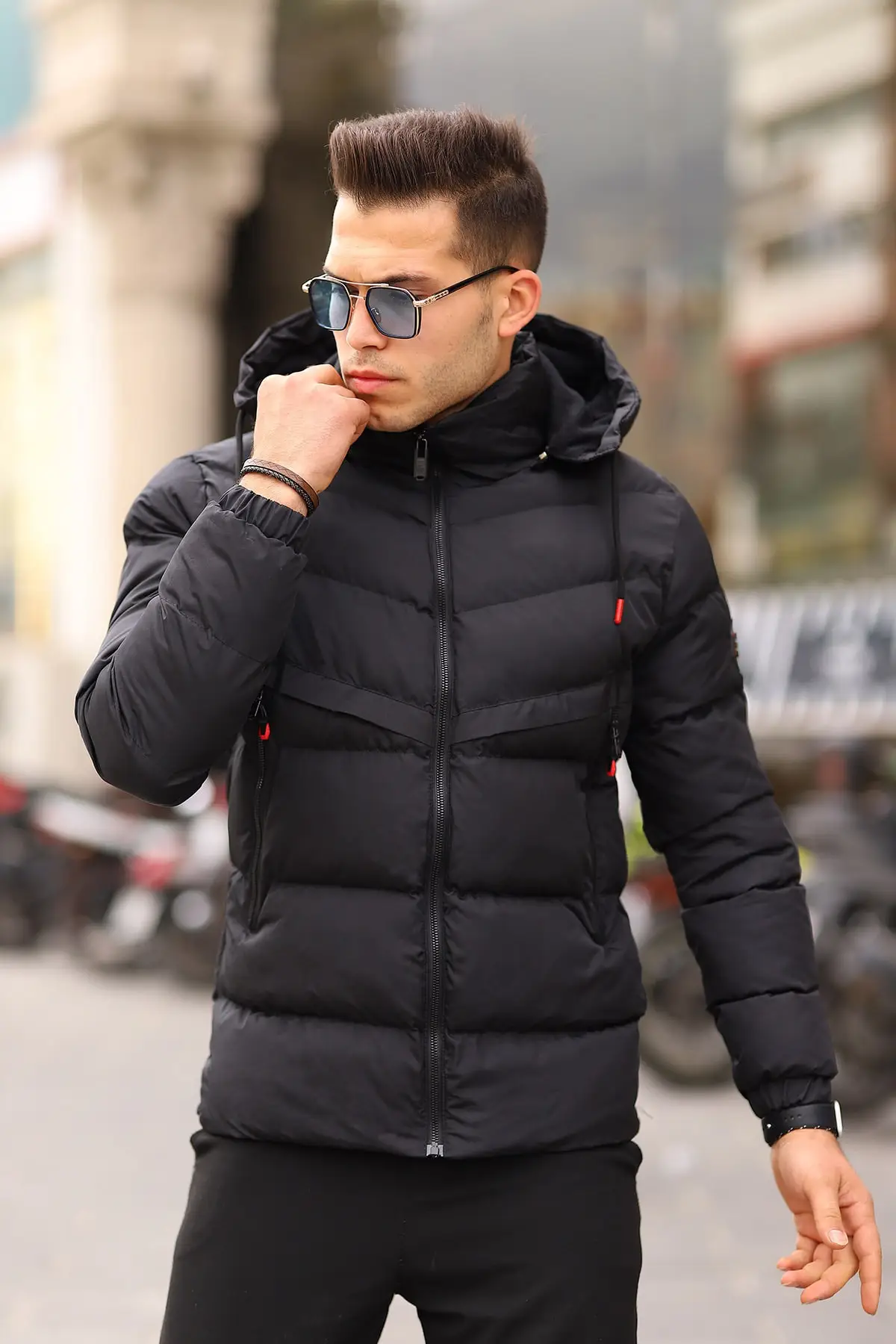 Waterproof And Windproof Fleece Black Men's Coat