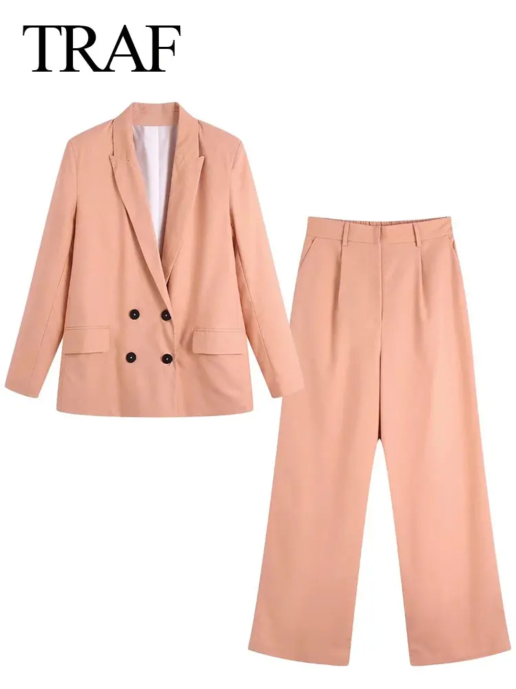 

Пиджак женский однотонный двубортный, свободного покроя, в офисном стиле