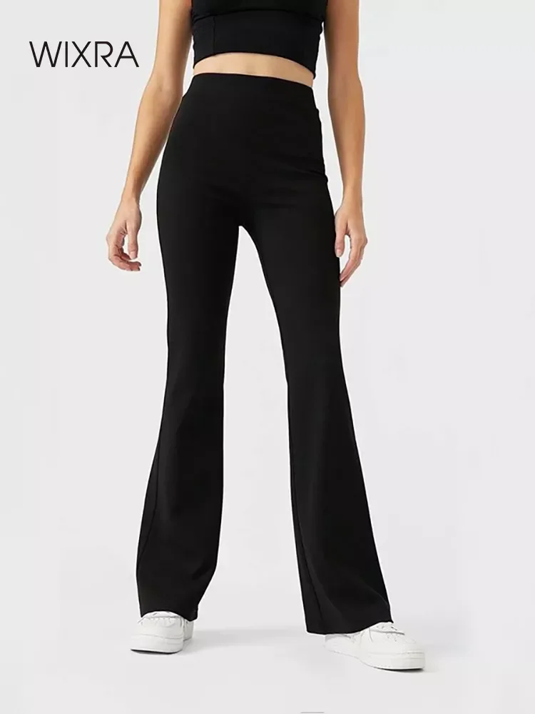 2022NEW Women's Black Flare Pants Stretchy New High Waist Long Trousers For Female Spring Autumn