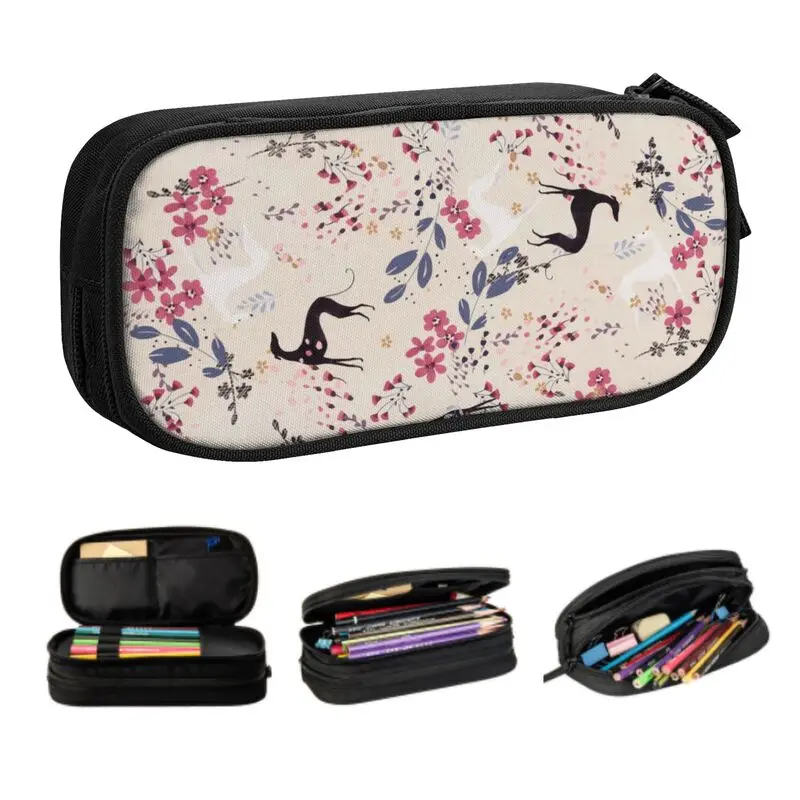 

Greyhound Whippet Dog Sighthound Flower Love корейское платье-Карандаш Чехол для девочек и мальчиков, большая емкость, пенал, канцелярские принадлежности для студентов
