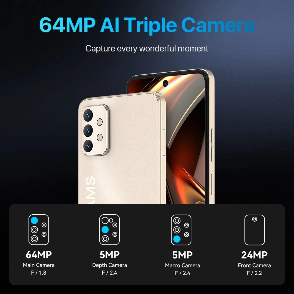 UMIDIGI A13 Pro Max 5G Smartphone 12GB+256GB Dimensity 900 64MP Triple Camera 6.8'' FHD+ Display 5150mAh 90Hz Portable CellPhone