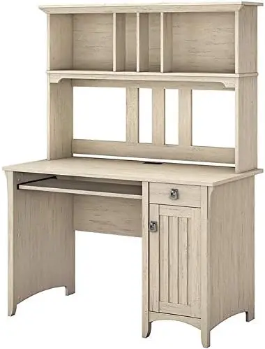 

Computer Hutch | Study Table with Drawers, Cabinets & Pullout Keyboard/Laptop Tray | Modern Home Office Work Desk with Stora