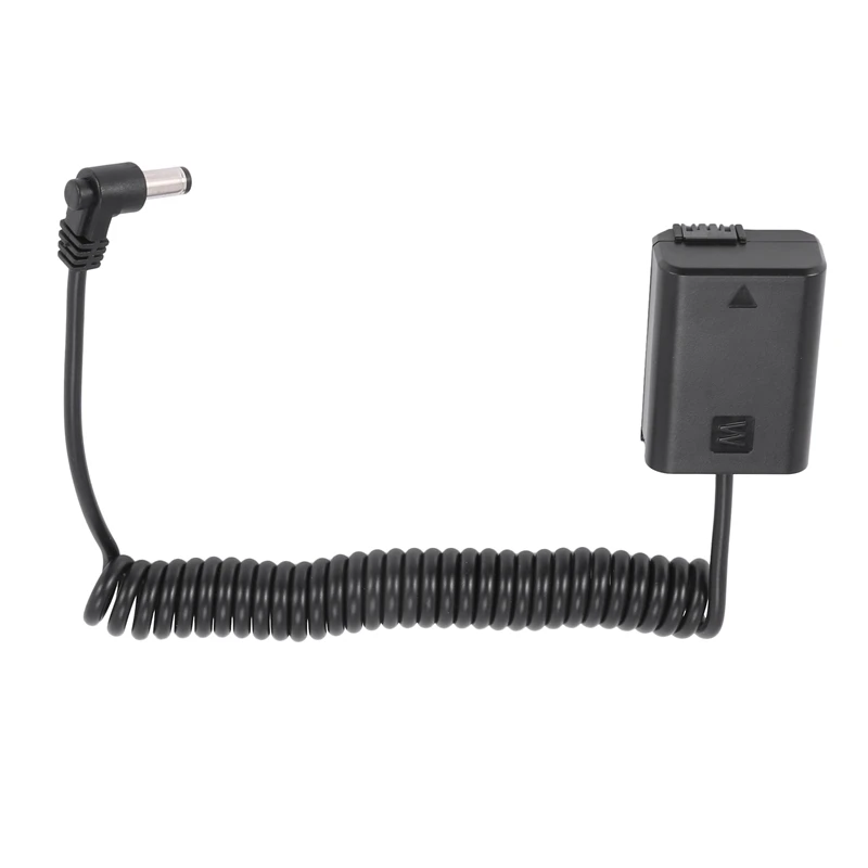 Np-Fw50 Dummy Battery Pack Coupler Adapter With Dc Male Connector Power Coiled Cable For Sony A7 Mark Ii A6300 A6000