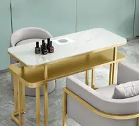Nordic Light luxury marble nail table and chair set, net red, built-in vacuum cleaner, with socket, single, double, three person