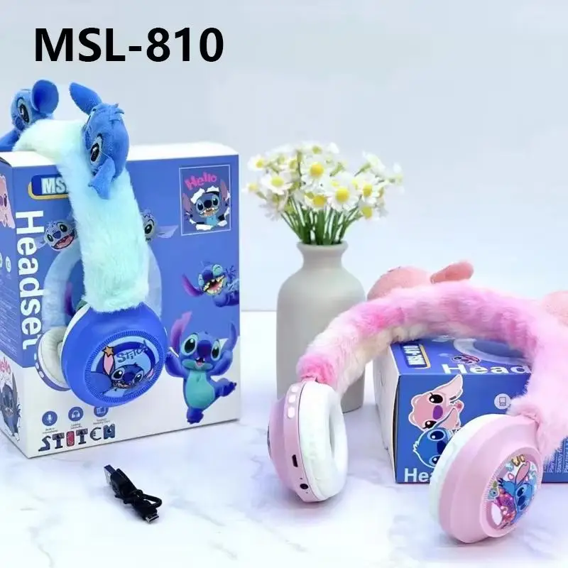 Беспроводные Bluetooth-наушники Disney Stitch Msl-810 Hi-Fi стереозвук плюшевые гарнитуры с