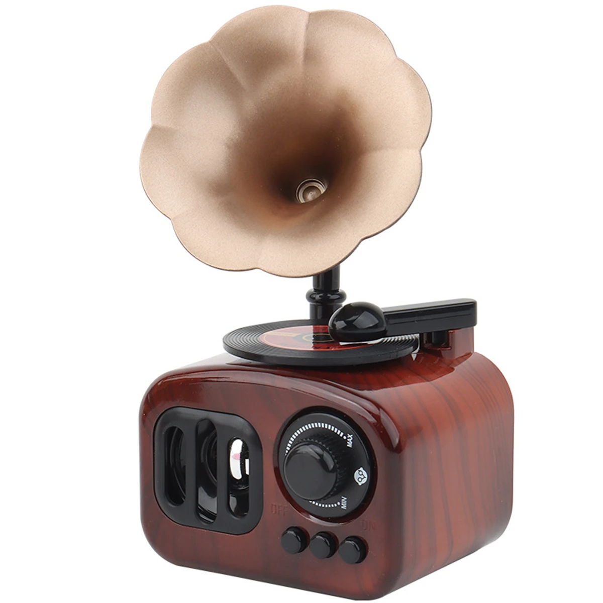 

NewRetro Phonograph Music Box Mechanical Clockwork Music Box Mini Vintage Record Player Antique Gramophone Model Musical Gift