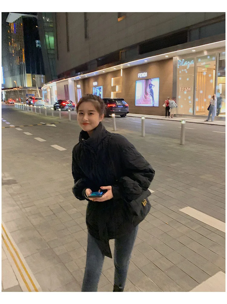 Women Dress Autumn and Winter New Style Elegant Thin Waist Korean Winter Jacket Short Bread Jacket Down Cotton Jacket Women