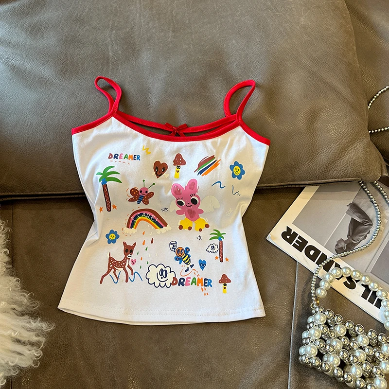 Новый женский топ на бретельках с мультяшным принтом Beau Back Sweet and Spicy Girl маленькая