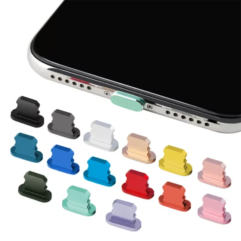 

Colorful Metal Anti Dust Charger Dock Plug Stopper Cap Cover for iPhone X XR Max 8 7 6S Plus Cell Phone Accessories