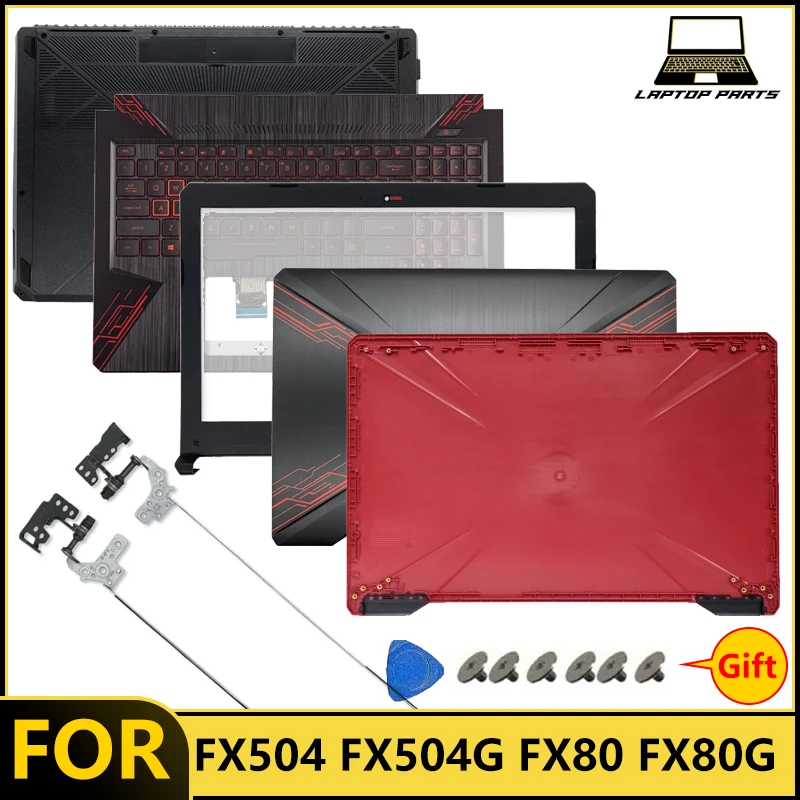 Фото Новинка для TUF Gaming FX504 FX504G FX504GD FX80 FX80G, черная задняя крышка ЖК-дисплея для ноутбука, передняя панель, упор для рук, нижняя часть корпуса, петли для клавиатуры №1