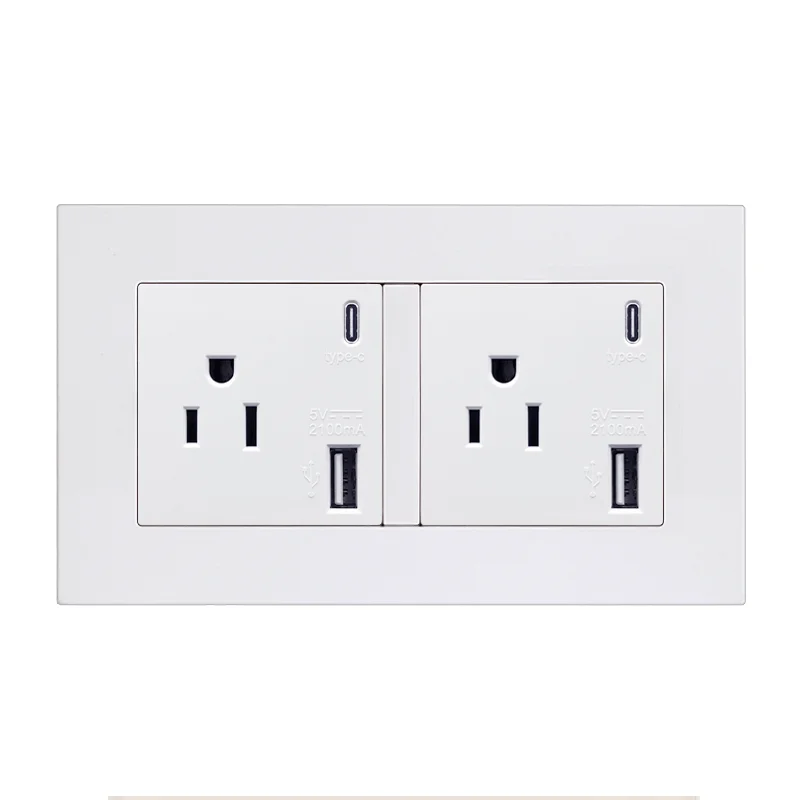 

146 American standard power switch socket Japanese American power socket Embedded mounted 16A USB+TYPE-C