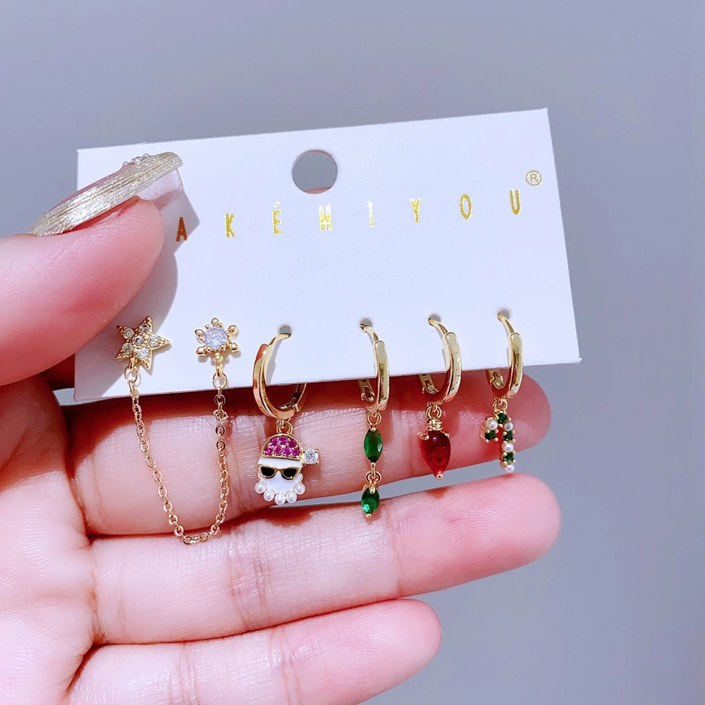 6 шт./компл. рождественские серьги подарочные ювелирные изделия позолоченные