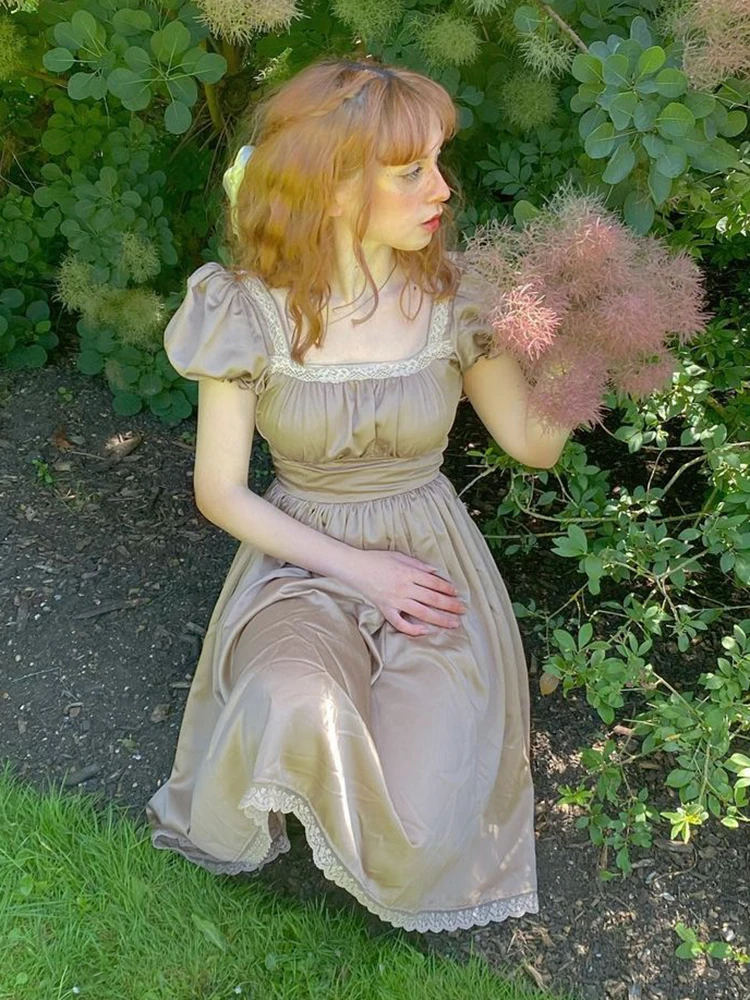 Модное шикарное французское платье Darlingaga с квадратным вырезом и кружевной