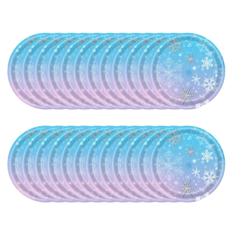 

Зимние градиентные снежинки, набор посуды для вечеринки, бумажные стаканчики, бумажные тарелки, бумажная салфетка, столовая посуда, B03D