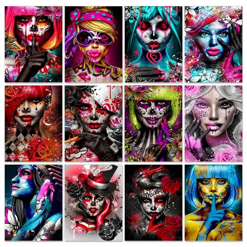 

GATYZTORY 40x5 0 см Рисование по номерам ужасная женщина Рисование фотография набор рисования по номерам сделай сам подарок Декор для дома