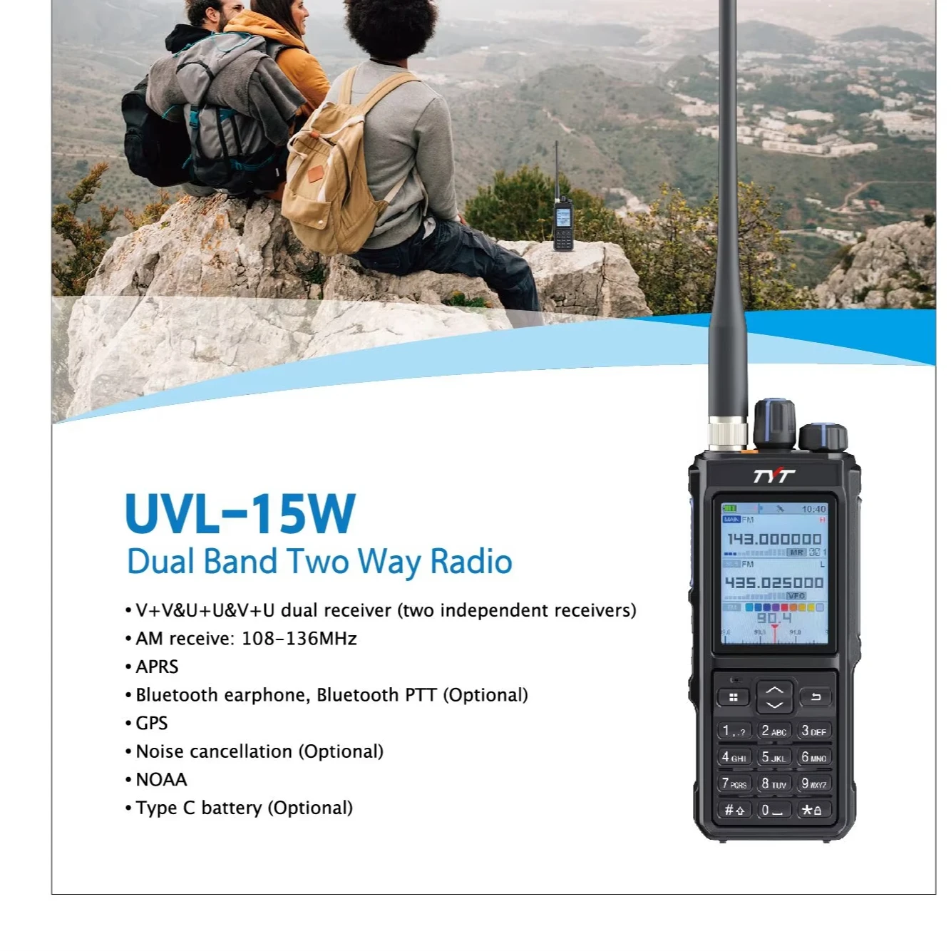 Фото Рация TYT UVL-15W 2026 года, 15 Вт, мощная, прочная, с большим радиусом действия, тактическая, двухдиапазонная, телефон AR-152 №2