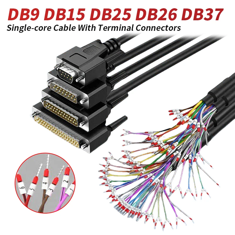 Фото Кабель с разъемами DB9, DB15, DB25, DB26, DB37, DB44, DB62, с нумерацией, одноконтактный, для последовательных портов №2