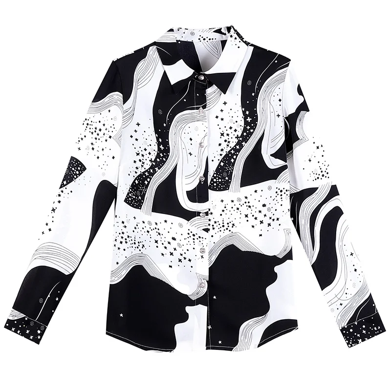 Женская модная шифоновая блузка с цветочным принтом темпераментная приталенная