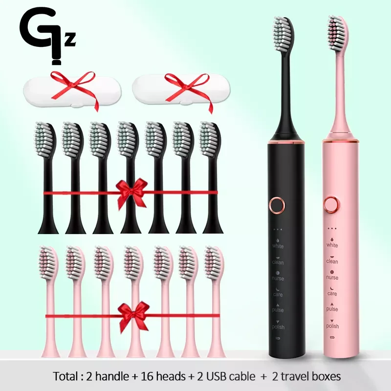 

GeZhou Electric Toothbrush Sonic Toothbrush Rechargeable IPX7 Waterproof 6 Mode Travel Toothbrush with 8 Brush Head best gift