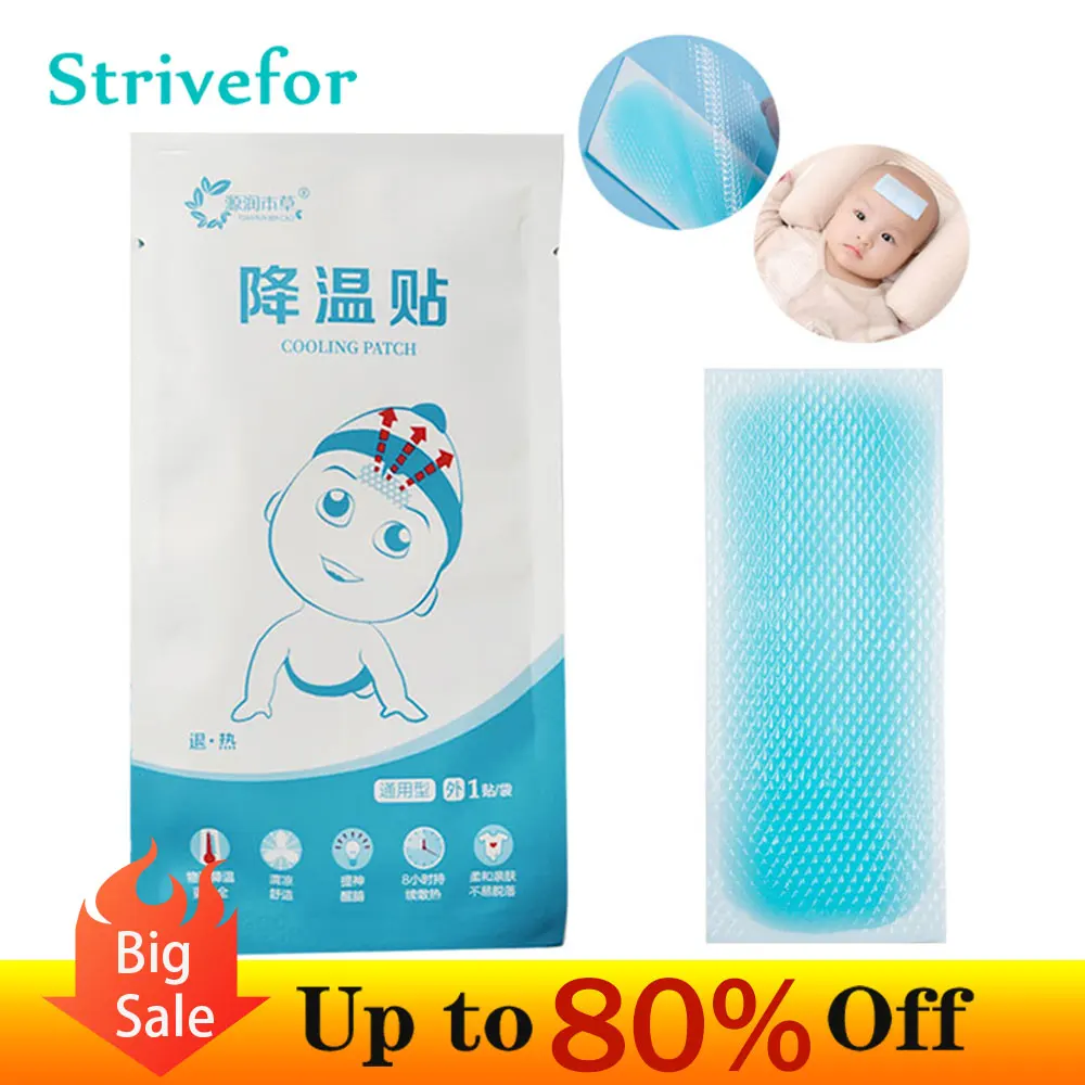 

1/3/5packs Fever Patch Ice Gel Cooling Patches Baby Medical Plaster Migraine Headache Pad Lower Temperature Polymer Hydrogel