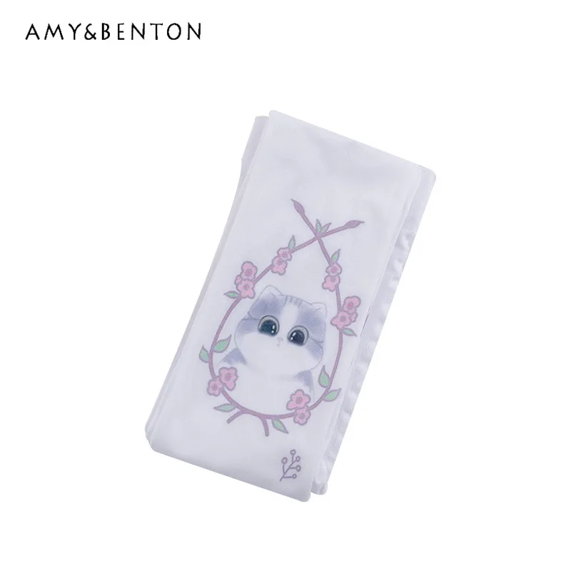 Колготки женские с мультяшным принтом милые шелковые чулки до бедра в японском