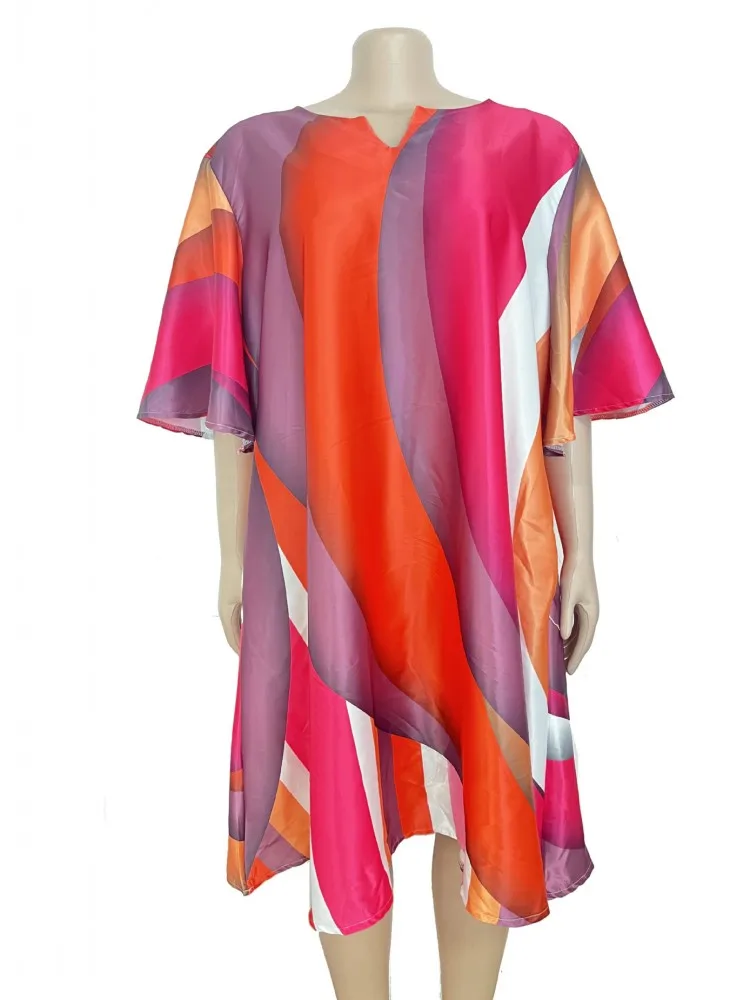 

Africa Print Dress For Women 2022 New V-neck Fashion Loose Robes Femme African Clothes Dashiki Elegant Party Dress Vestidos