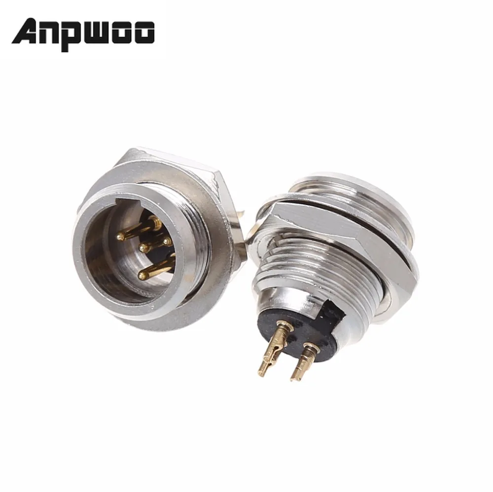 

ANPWOO 1 Pcs High Quality Mini XLR 3Pin 4Pin 5Pin Male Panel Chassis Socket Small Plug XLR Microphone MIC Audio Connector