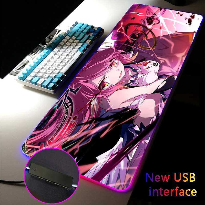 

RGB Mouse Pad NO GAME NO LIFE Desk Mats Gaming Accessories MousePad Large USB Dock Typec Interface Multiple Interfaces Anime Rug