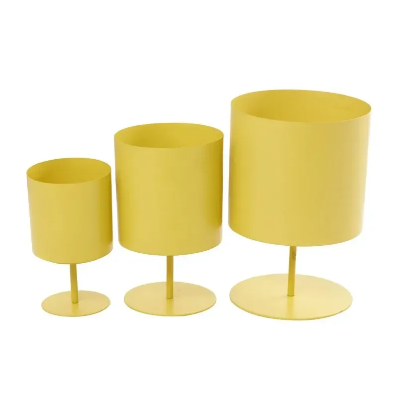 

14", 12", 10"H Yellow Metal Planter (3 Count)