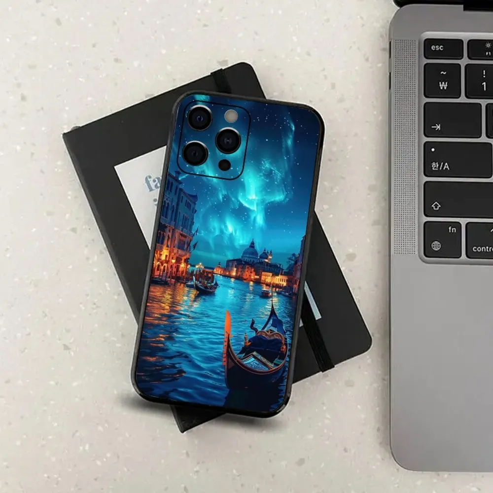 Чехол для телефона Travel italy Street Venice Apple iPhone 15 14 13 12 11 Pro X XS Max XR Plus Mini Soft Black Cover