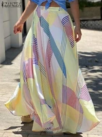 zanzea elegant printed skirts women fashion bohemian maxi sundress casual a line vestidos 2022 oversized holiday robes longue