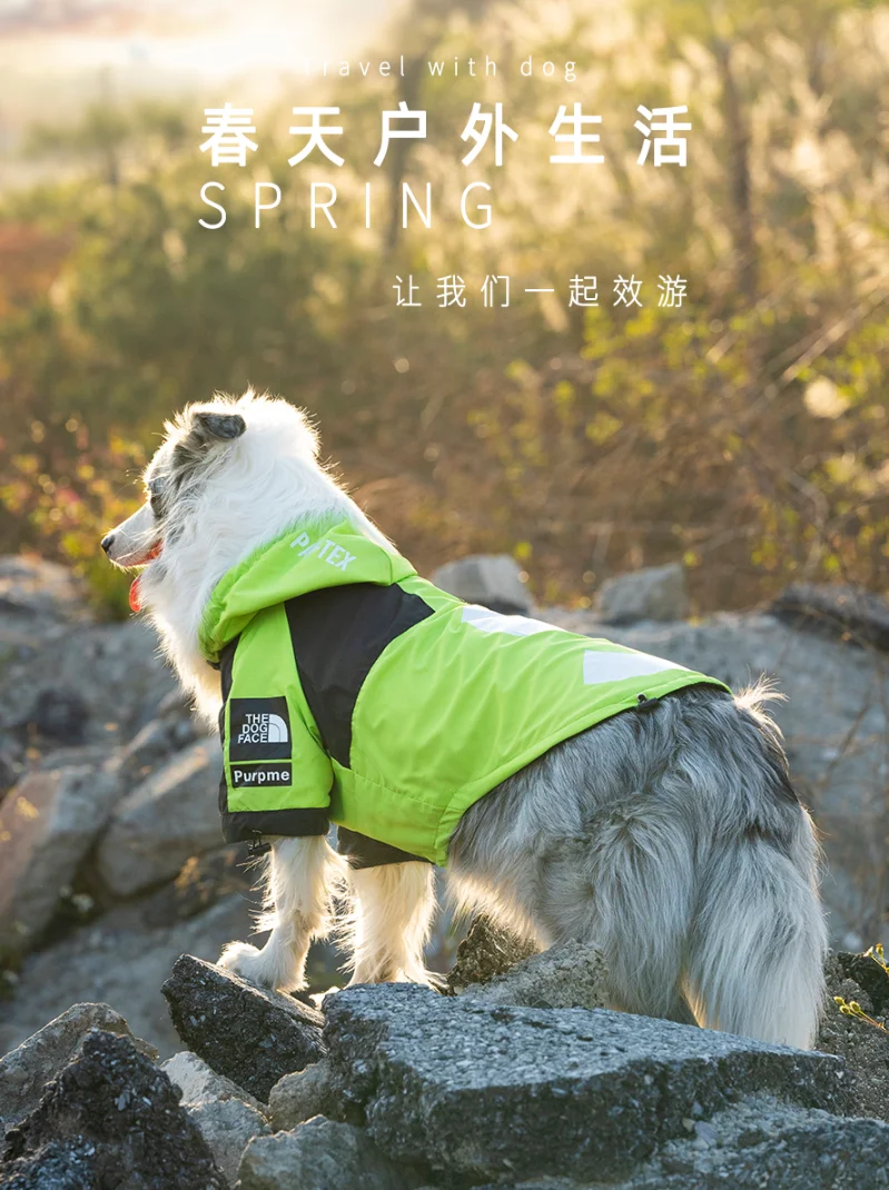 

Windproof and Rainproof Pet Jacket, Padded Dog Coat, British Retro