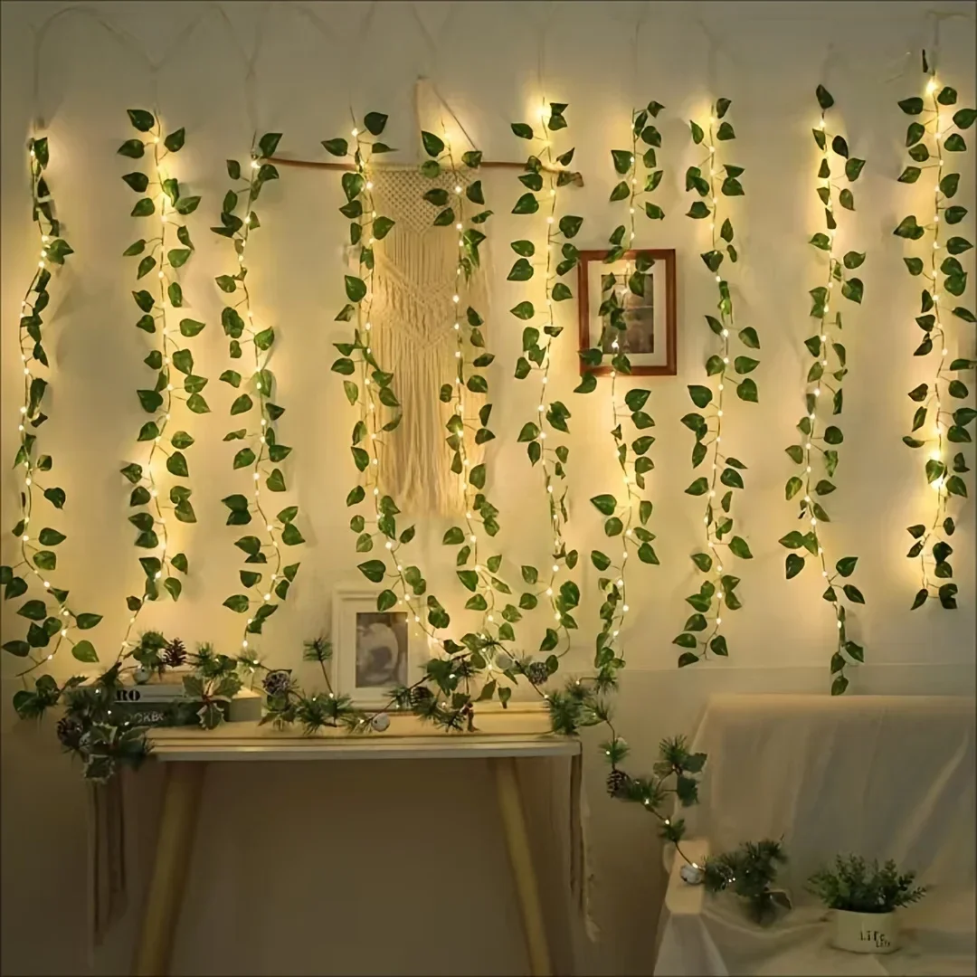 

LED гирлянда искусственный виноградный лист 20/50/100 светодиодов