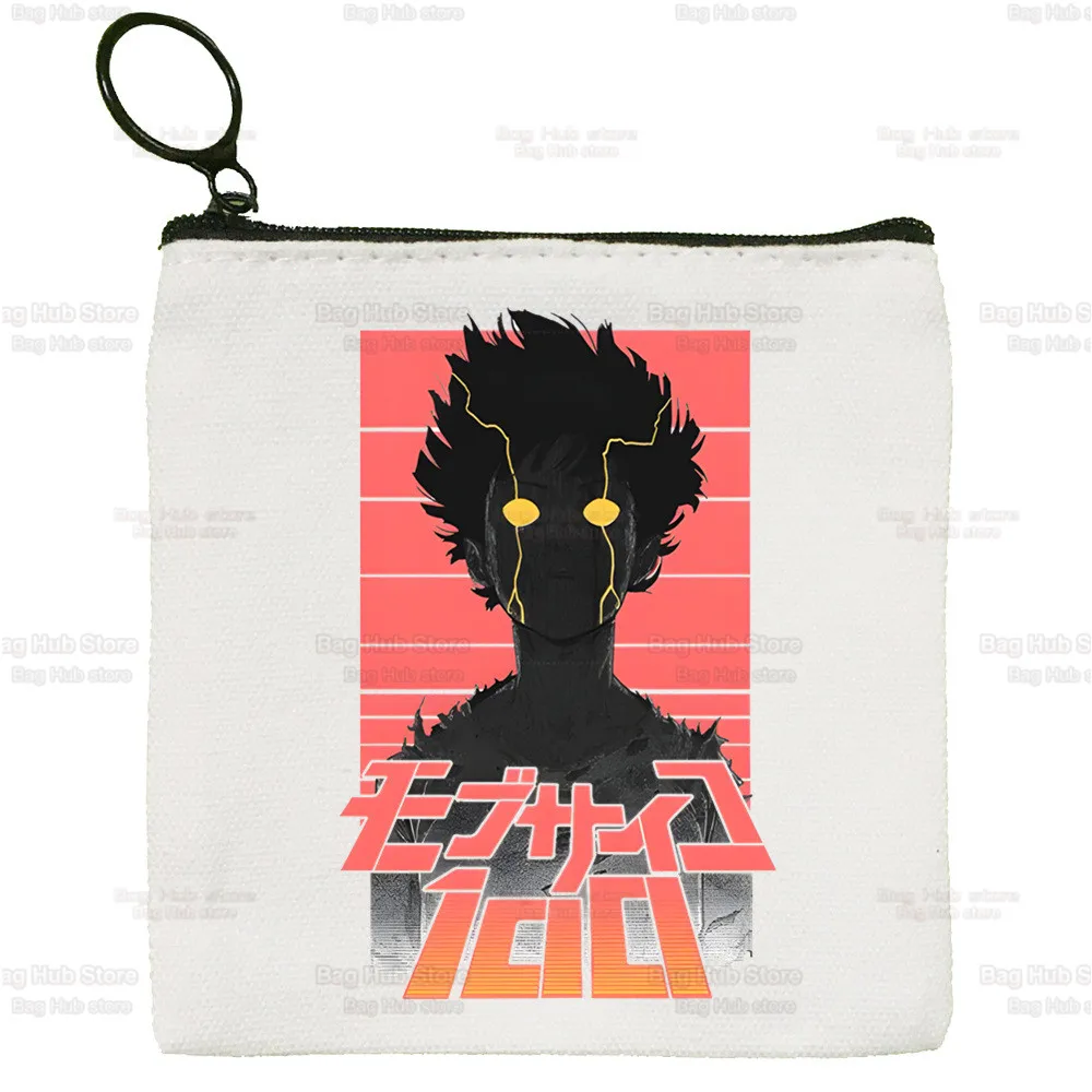 Mob Psycho 100 One Anime Manga Square Bag Coin Shigeo Kageyama Purse Storage Small Bag Card Bag Key Bag Coin Clutch Bag Zipper