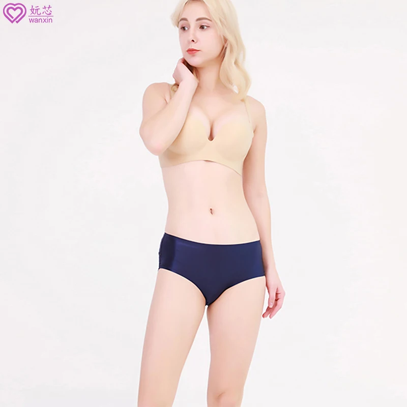 

Large Size Female Panties New Ice Silk Mid-Waist Comfort Briefs Lace Sexy Women's Lingerie Young Girl Underpants Free Shipping