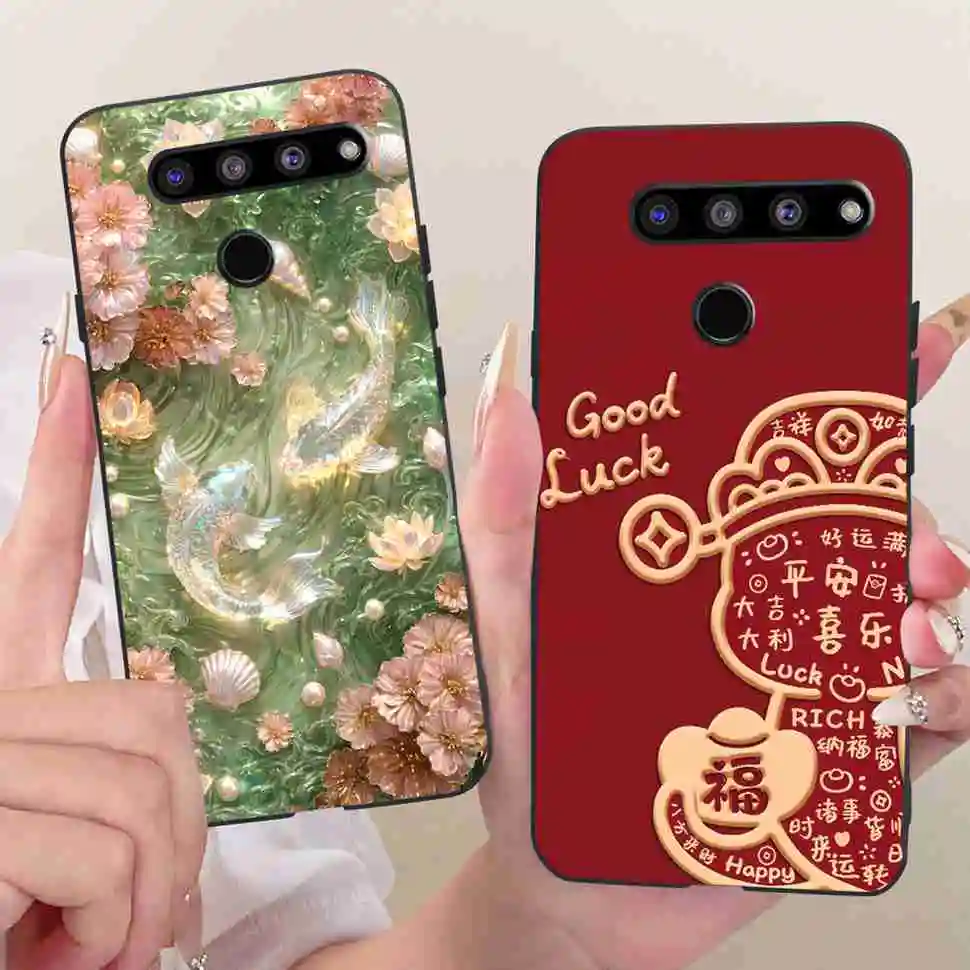 Фото Чехол для LG V50 ThinQ 5G LM-V500, силиконовый чехол из ТПУ с красивыми цветами, черный, для LG v50 ThinQ 5G LM-V500N, защитные чехлы для телефонов №4