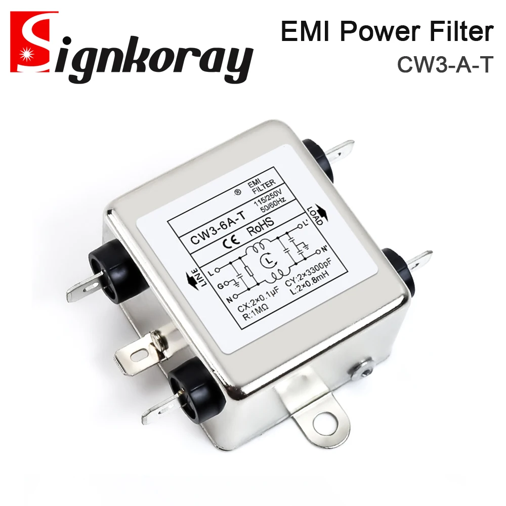 SignkoRay EMI Power Filter CW3-3A 6A 10A 20A-T AC 220V Однофазное помехоподавление